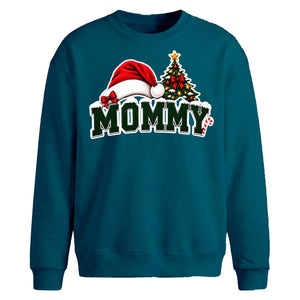 Festive Mommy Santa Hat Tree Christmas Oversized Sweatshirt