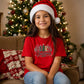 Festive Patterned Merry Pine Tree Christmas Kids T-Shirt