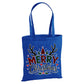 Festive Plaid Merry Antler Tree Print Christmas Tote Bag