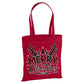 Festive Plaid Merry Antler Tree Print Christmas Tote Bag