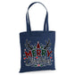 Festive Plaid Merry Antler Tree Print Christmas Tote Bag