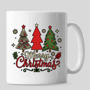 Festive tree graphic holiday text rim accent christmas mug