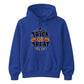Festive trick or treat pumpkin spider web Halloween hoodie