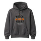 Festive trick or treat pumpkin spider web Halloween hoodie