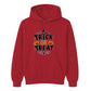 Festive trick or treat pumpkin spider web Halloween hoodie