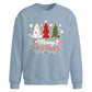 Festive Trio Trees Graphic Christmas Oversized Sweatshirt