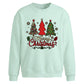 Festive Trio Trees Graphic Christmas Oversized Sweatshirt