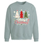 Festive Trio Trees Graphic Christmas Oversized Sweatshirt