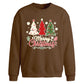 Festive Trio Trees Graphic Christmas Oversized Sweatshirt
