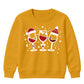 Festive Wine Glasses Trio Graphic Christmas Kids Sweatshirt