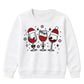 Festive Wine Glasses Trio Graphic Christmas Kids Sweatshirt