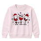 Festive Wine Glasses Trio Graphic Christmas Kids Sweatshirt