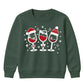 Festive Wine Glasses Trio Graphic Christmas Kids Sweatshirt