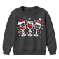 Festive Wine Glasses Trio Graphic Christmas Kids Sweatshirt