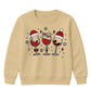 Festive Wine Glasses Trio Graphic Christmas Kids Sweatshirt