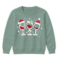 Festive Wine Glasses Trio Graphic Christmas Kids Sweatshirt