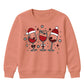 Festive Wine Glasses Trio Graphic Christmas Kids Sweatshirt