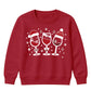 Festive Wine Glasses Trio Graphic Christmas Kids Sweatshirt