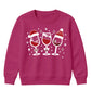 Festive Wine Glasses Trio Graphic Christmas Kids Sweatshirt