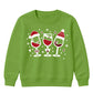 Festive Wine Glasses Trio Graphic Christmas Kids Sweatshirt