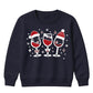 Festive Wine Glasses Trio Graphic Christmas Kids Sweatshirt
