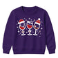 Festive Wine Glasses Trio Graphic Christmas Kids Sweatshirt