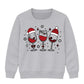 Festive Wine Glasses Trio Graphic Christmas Kids Sweatshirt