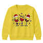 Festive Wine Glasses Trio Graphic Christmas Kids Sweatshirt