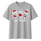 Festive Wine Glasses Trio Print Christmas Oversized T-Shirt