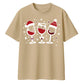 Festive Wine Glasses Trio Print Christmas Oversized T-Shirt