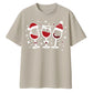 Festive Wine Glasses Trio Print Christmas Oversized T-Shirt