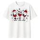 Festive Wine Glasses Trio Print Christmas Oversized T-Shirt