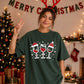 Festive Wine Glasses Trio Print Christmas Oversized T-Shirt