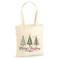 Festive Winter Pine Tree Trio Graphic Christmas Tote Bag