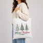 Festive Winter Pine Tree Trio Graphic Christmas Tote Bag
