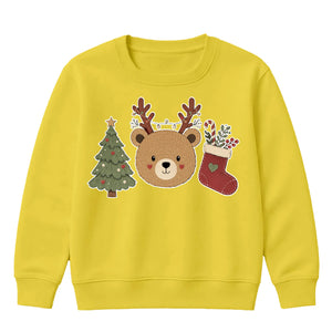 Festive Woodland Bear Stocking Christmas Kids Sweatshirt