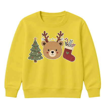 Festive Woodland Bear Stocking Christmas Kids Sweatshirt