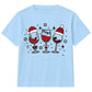 Funny Festive Wine Glasses Graphic Christmas Kids T-Shirt