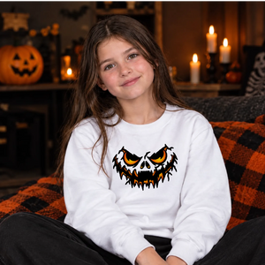 Fierce glowing eyes jack-o-lantern Halloween Kids Sweatshirt