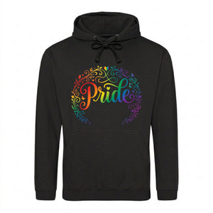 Floral Flourish Pride Script Pride Month Unisex Hoodie