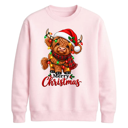 Fluffy highland cow festive Christmas Unisex Sweatshirt