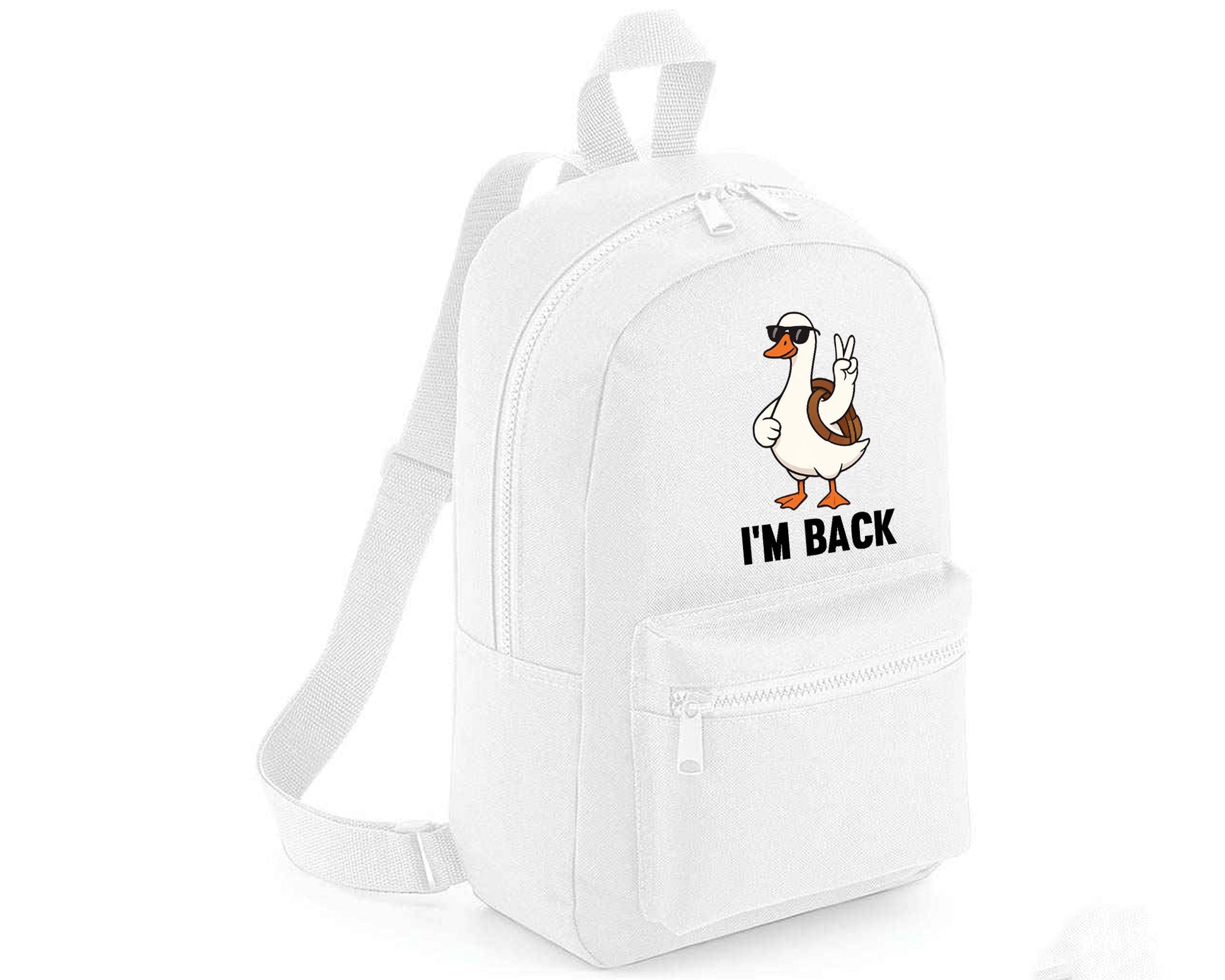 Back To School Kids Backpack, Duck I'm Back Printed Funny Cartoon Design Fashion Bag, Stylish, Lightweight & Ideal For Books, Supplies & Travel M8482