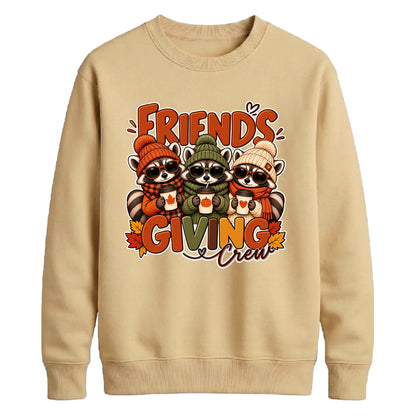 Friendsgiving raccoons print Thanksgiving Unisex Sweatshirt