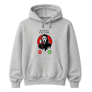 Frightening ghost phone call graphic print Halloween hoodie