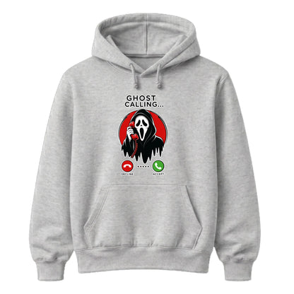 Frightening ghost phone call graphic print Halloween hoodie