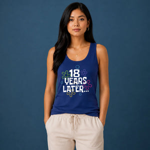 Fun 18 Years Later Flower Graphic 18 Birthday Ladies Tank Top