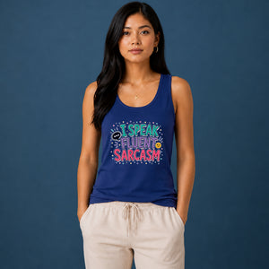 Fun Bright Typography I Speak Fluent Sarcasm Ladies Tank Top