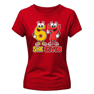 Fun Cartoon Six Seven Character Novelty Ladies T-Shirt