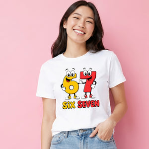 Fun Cartoon Six Seven Character Novelty Ladies T-Shirt