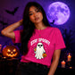 Fun cool sunglasses ghost graphic Halloween ladies t-shirt